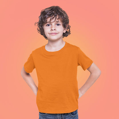 jopo Kids Boy round neck half sleeve printed dress best outfit for outdoor photoshoot Custom image orange