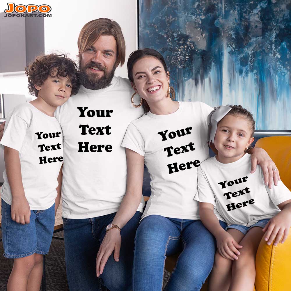 jopo family round neck half sleeve matching printed dress best outfit for outdoor photoshoot Custom image white