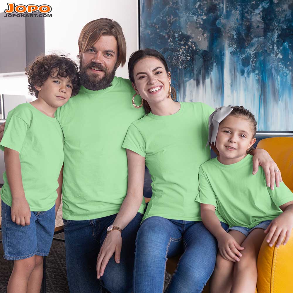 jopo family round neck half sleeve matching printed dress best outfit for outdoor photoshoot Custom image mint green