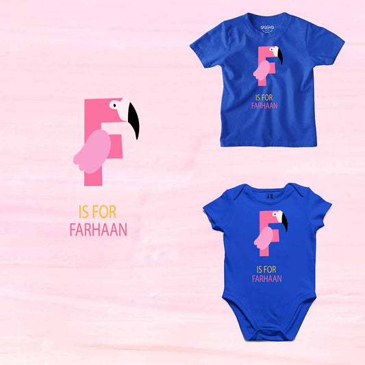 Kid's Alphabet 'F for Farhaan' name Multicolor T-shirt/Romper