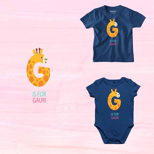 Kid's Alphabet 'G for Gauri' name Multicolor T-shirt/Romper