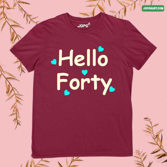 Hello Forty maroon
