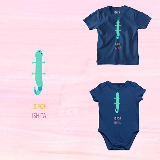 Kid's Alphabet 'I for Ishita' name Multicolor T-shirt/Romper