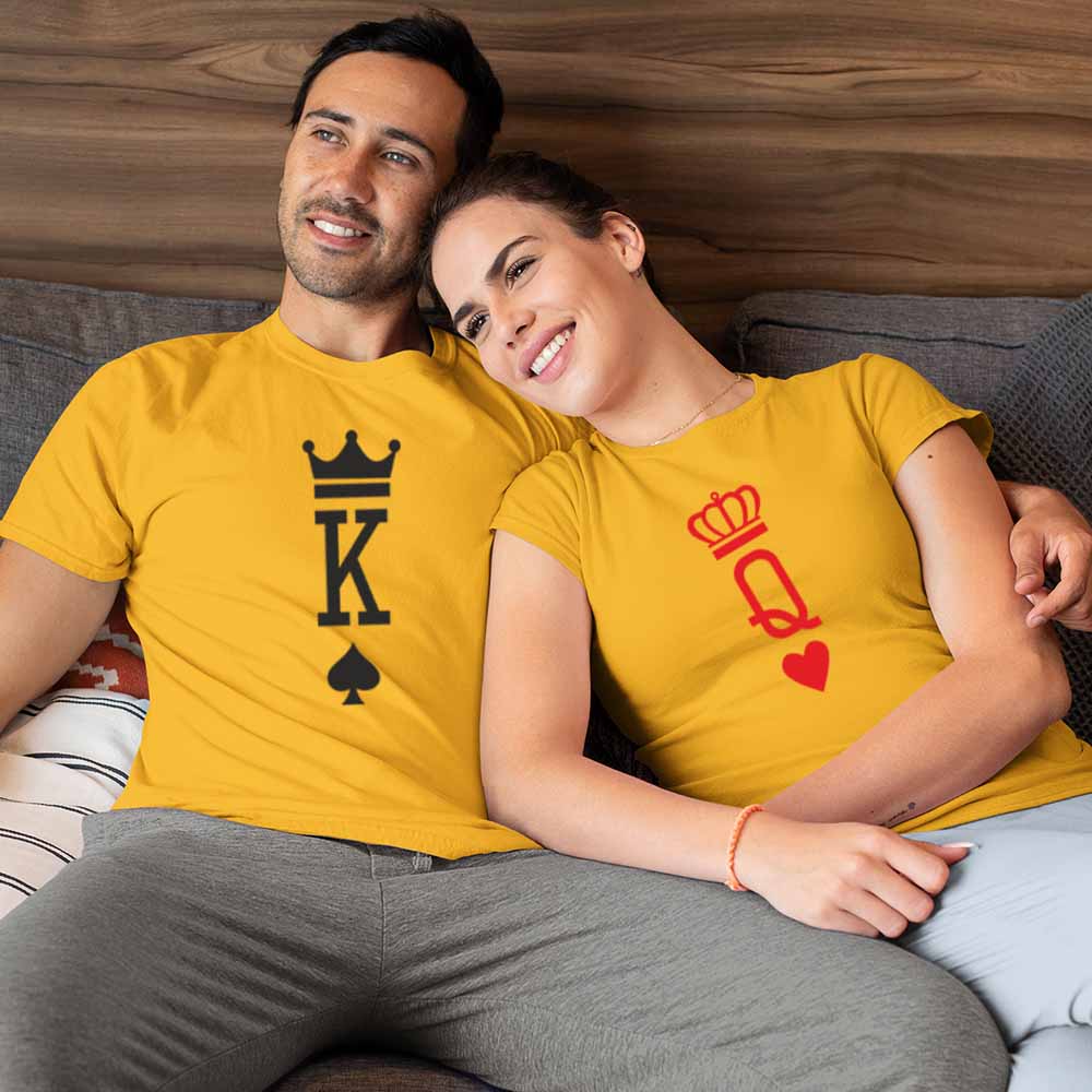 cotton t shirt print for couples twin t shirt for couple cute couple tshirt mustard