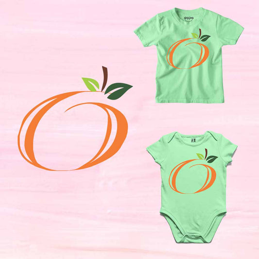 Kid's Alphabet O Orange Design Multicolor T-shirt/Romper