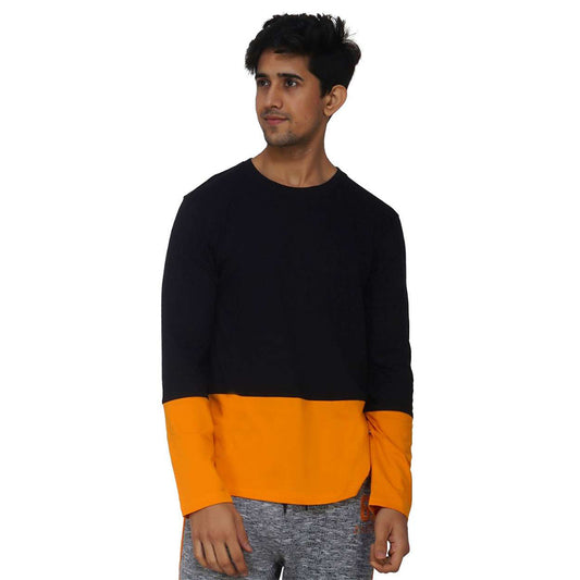 Men's Orange Color Block T-Shirt