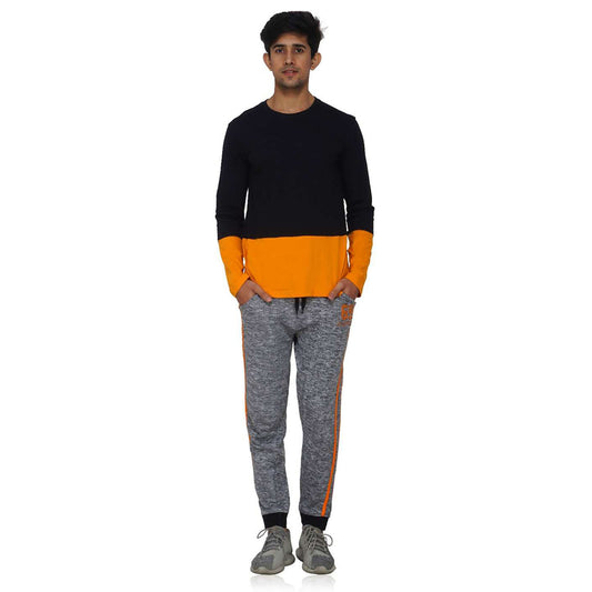 Men's Orange Color Block T-Shirt