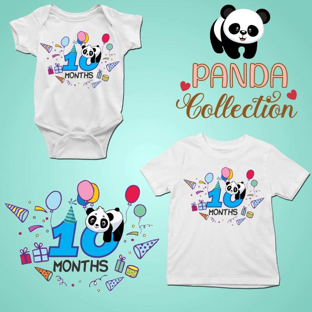 Monthly milestone-10th  month birthday panda T-shirt