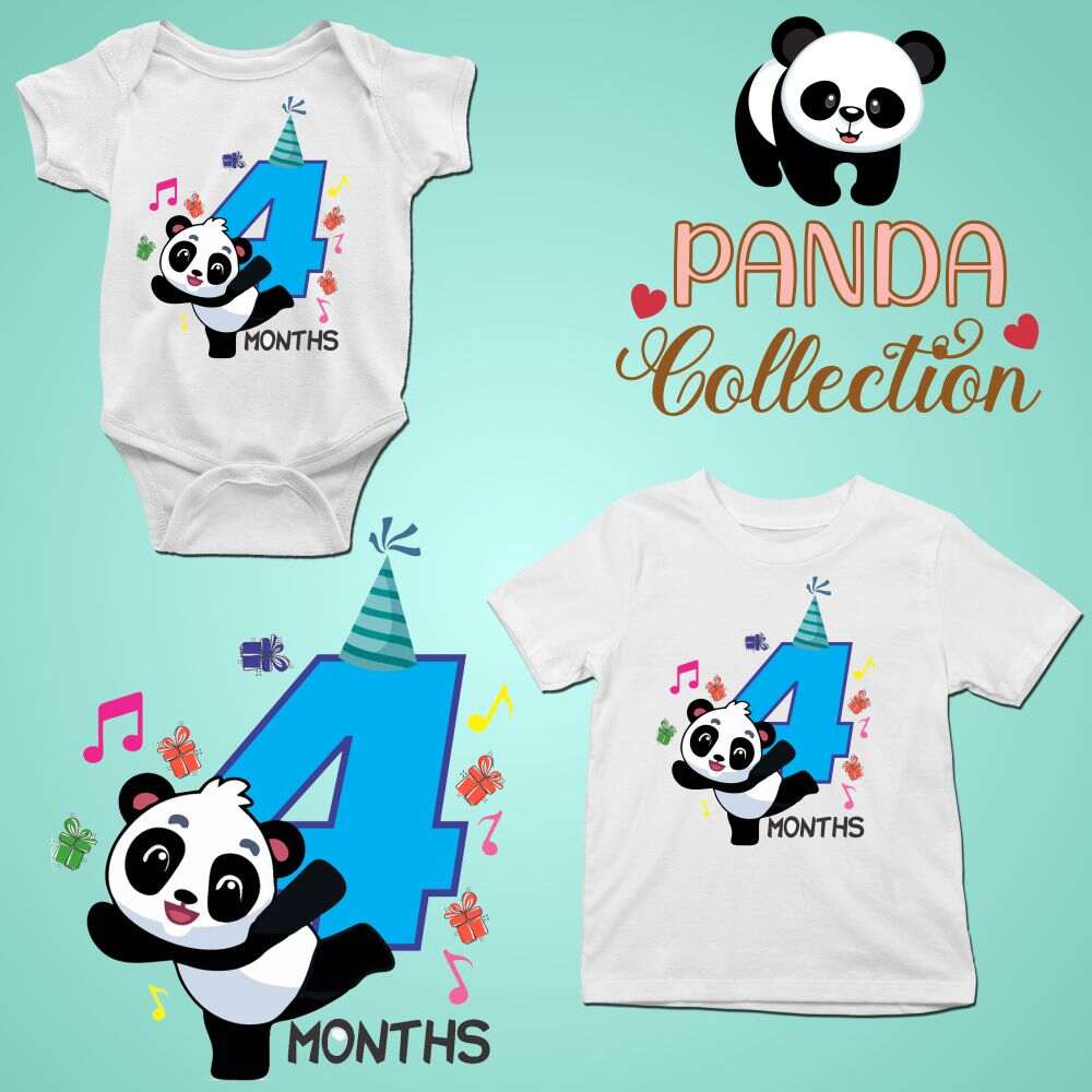 Monthly milestone-4th month birthday panda T-shirt
