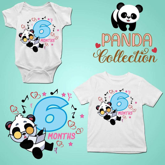 Monthly milestone-6th  month birthday panda T-shirt