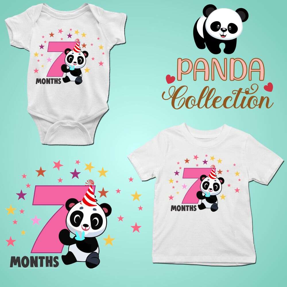 Monthly milestone-7th month birthday panda T-shirt