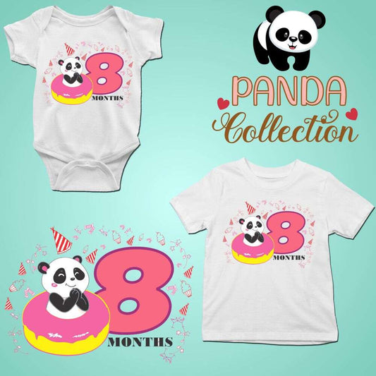 Monthly milestone-8th month birthday panda T-shirt