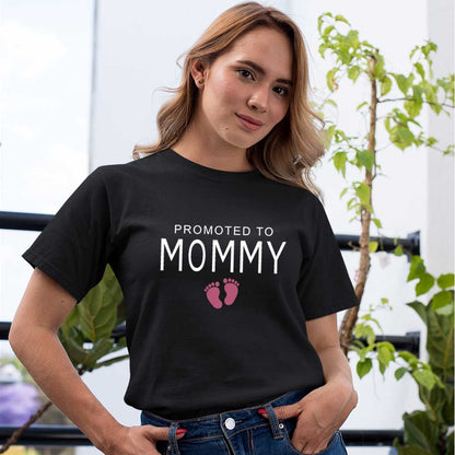 jopo promoted to mommy women tshirt celebration mode black