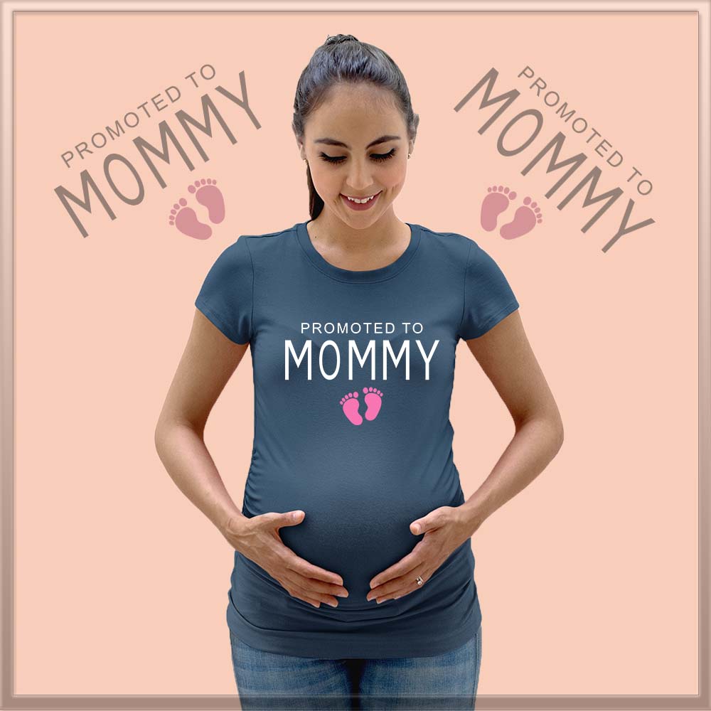 jopo maternity photoshoot ideas poses props indian pregnancy announcement quotes Proud Promoted To Mommy Navy Blue