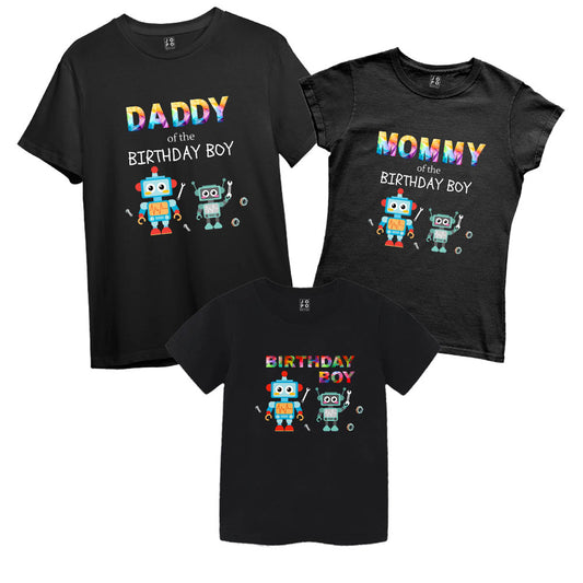 Robot Theme Matching Family T-Shirts Set of 3 and 4 for Mom, Dad, Son & Daughter