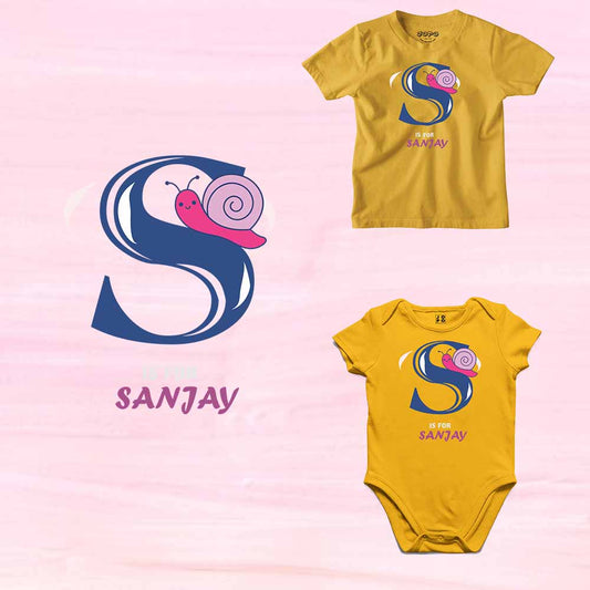 Kid's Alphabet 'S for Sanjay' name Multicolor T-shirt/Romper