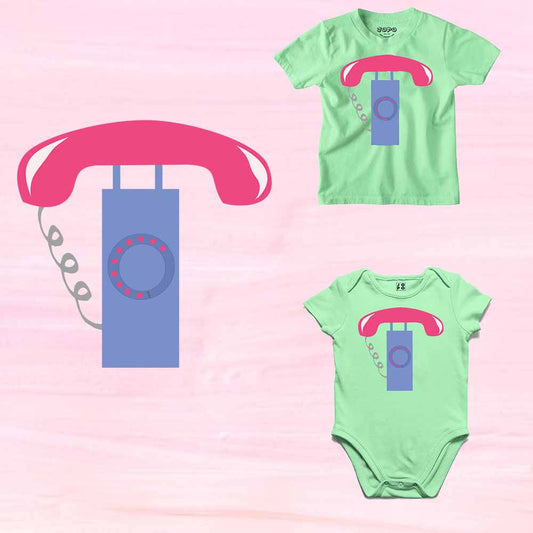 Kid's Alphabet T Telephone Design Multicolor T-shirt/Romper