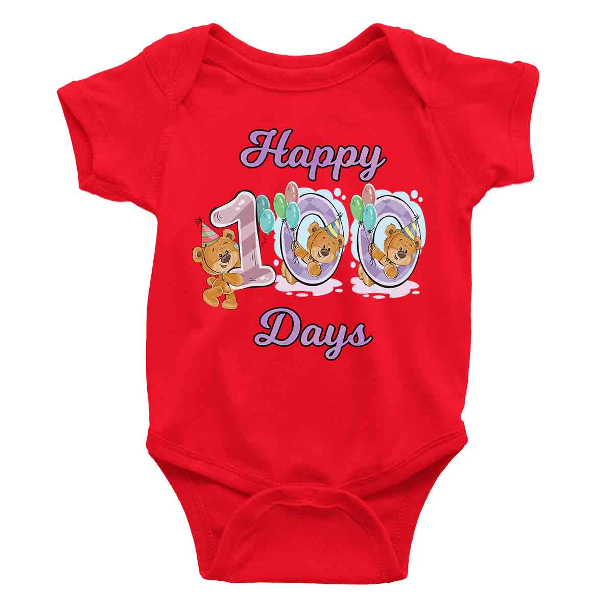 TEDDY HAPPY 100 DAYS ROMPER RED