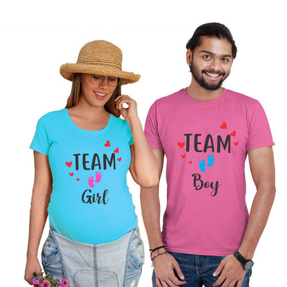 jopo team boy girl maternity announcement matching couples tshirts white