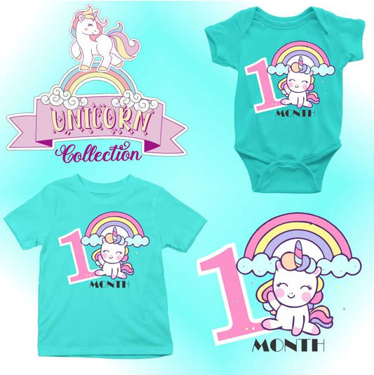 Monthly milestone-1st  month birthday unicorn T-shirt