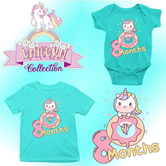Monthly milestone-8th  month birthday unicorn T-shirt