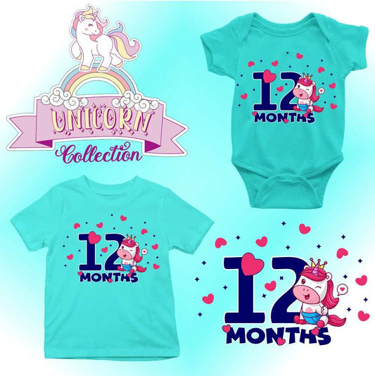 Monthly milestone-12th  month birthday unicorn T-shirt