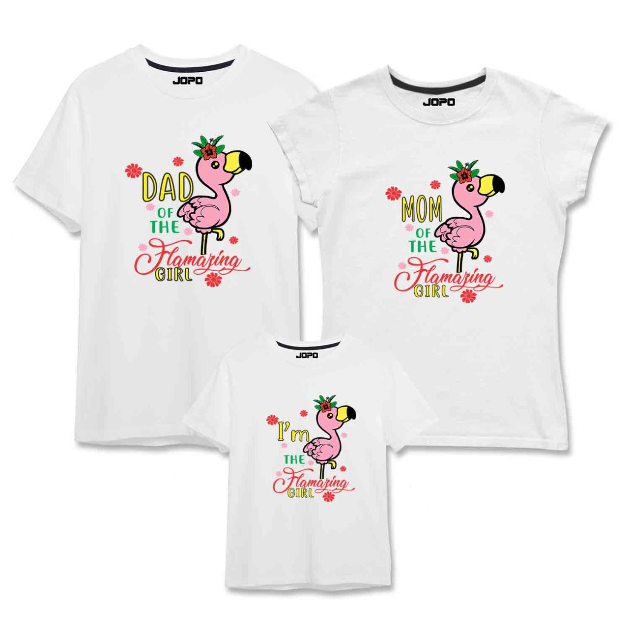 Flamingo Theme Birthday Girl Family Tshirts
