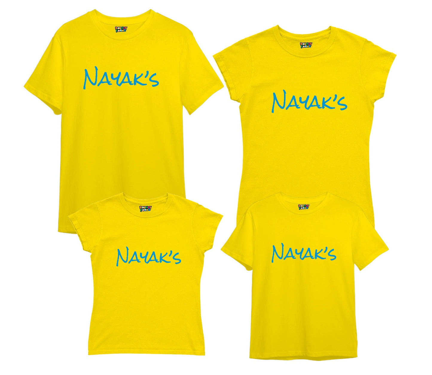 Customised Family Name/Caption Matching Family T-Shirts Set of 3 and 4 for Mom, Dad, Son & Daughter