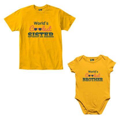 Coolest Sister Brother Sibling Romper With Tshirt