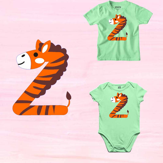 Kid's Alphabet Z Zebra Design Multicolor T-shirt/Romper