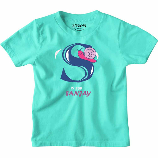 Kid's Alphabet 'S for Sanjay' name Multicolor T-shirt/Romper