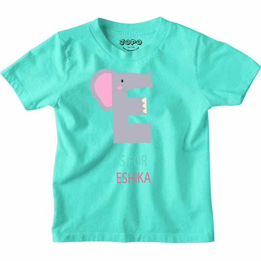 Kid's Alphabet 'E for Eshika' name Multicolor T-shirt/Romper