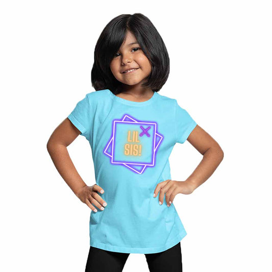 Lil Sis Neon box design Multicolor T-shirt/Romper