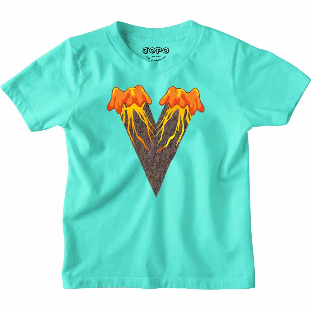 Kid's Alphabet V Volcano Design Multicolor T-shirt/Romper
