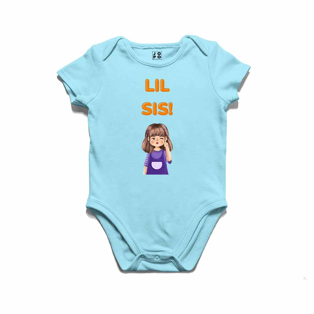 Lil Sis Cartoon Design Multicolor T-shirt/Romper