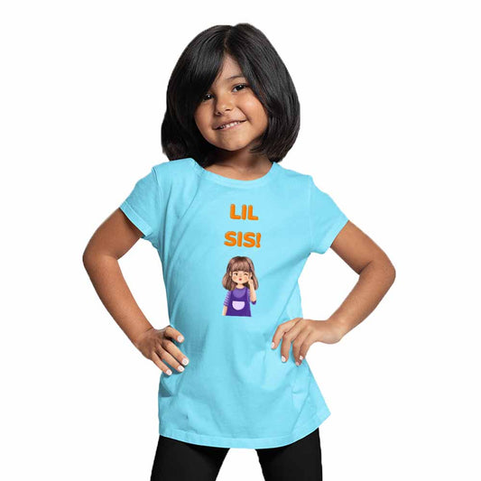 Lil Sis Cartoon Design Multicolor T-shirt/Romper
