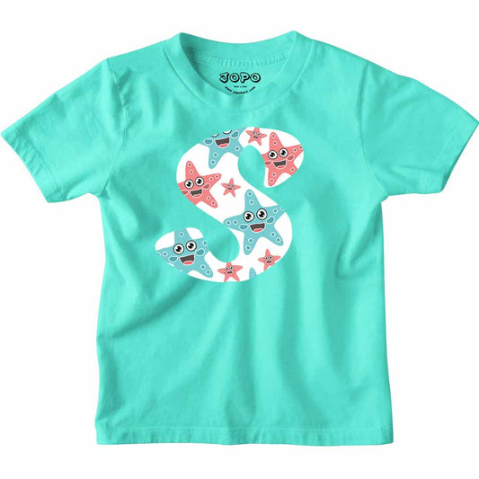 Kid's Alphabet S Star Design Multicolor T-shirt/Romper