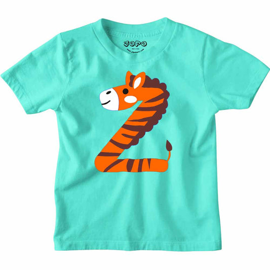 Kid's Alphabet Z Zebra Design Multicolor T-shirt/Romper
