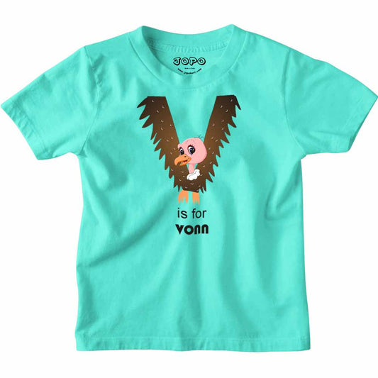 Kid's Alphabet 'V for Vonn' name Multicolor T-shirt/Romper