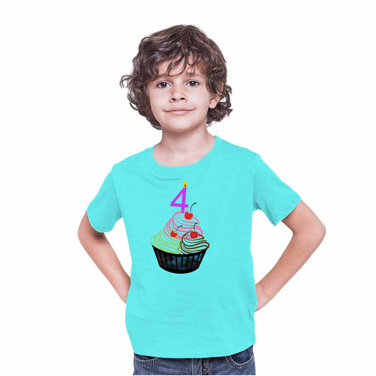 Cup cake designed 4rd Birthday Theme Kids T-shirt