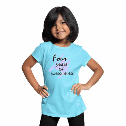 Printed designed 4rd Birthday Theme Kids T-shirt