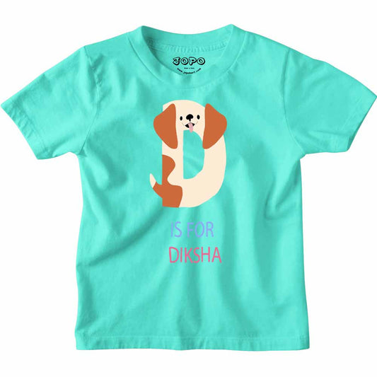 Kid's Alphabet 'D for Diksha' name Multicolor T-shirt/Romper