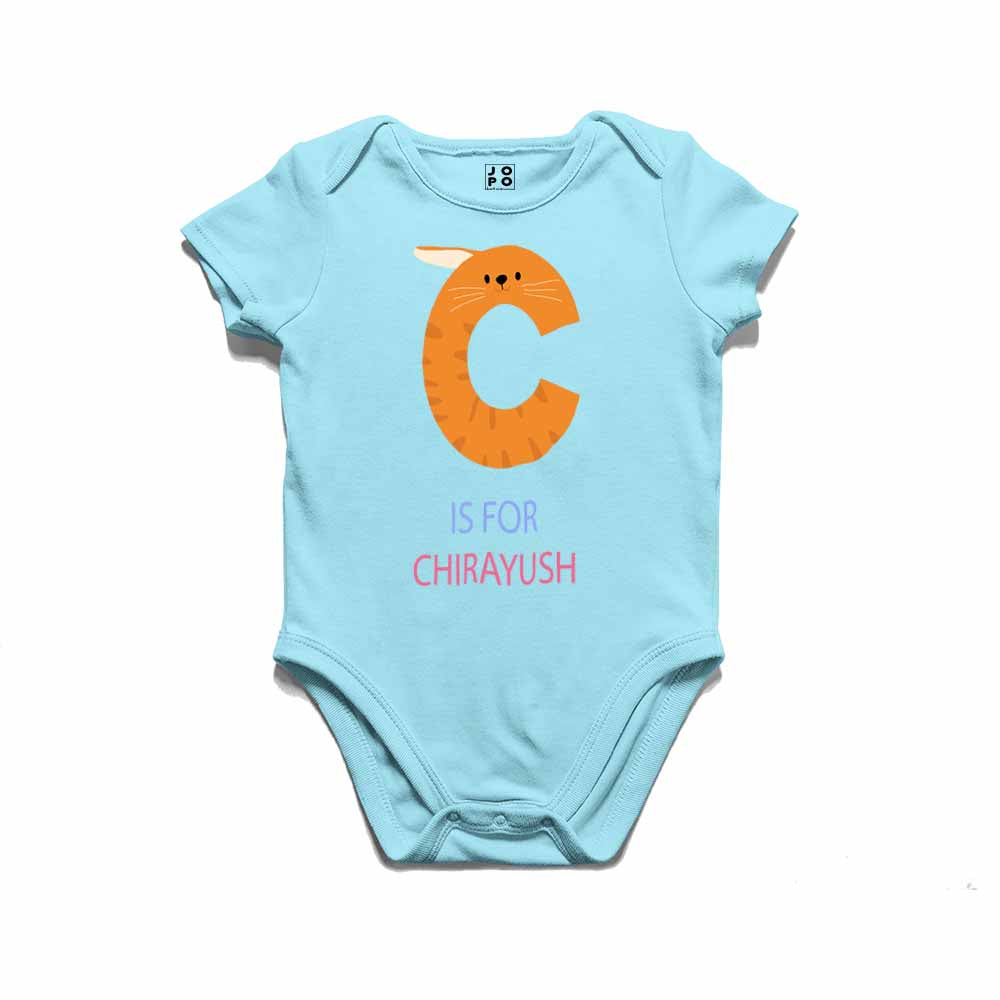 Kid's Alphabet 'C for Chirayush' name Multicolor T-shirt/Romper