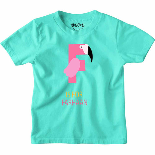 Kid's Alphabet 'F for Farhaan' name Multicolor T-shirt/Romper