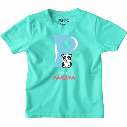 Kid's Alphabet 'P for Parjna' name Multicolor T-shirt/Romper