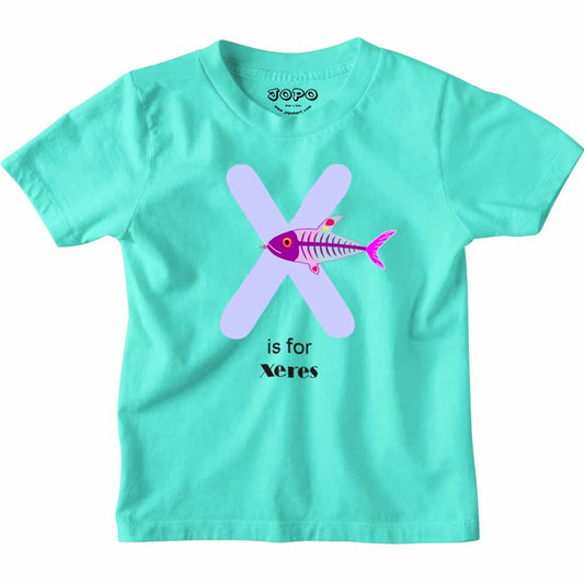 Kid's Alphabet 'X for Xeres' name Multicolor T-shirt/Romper