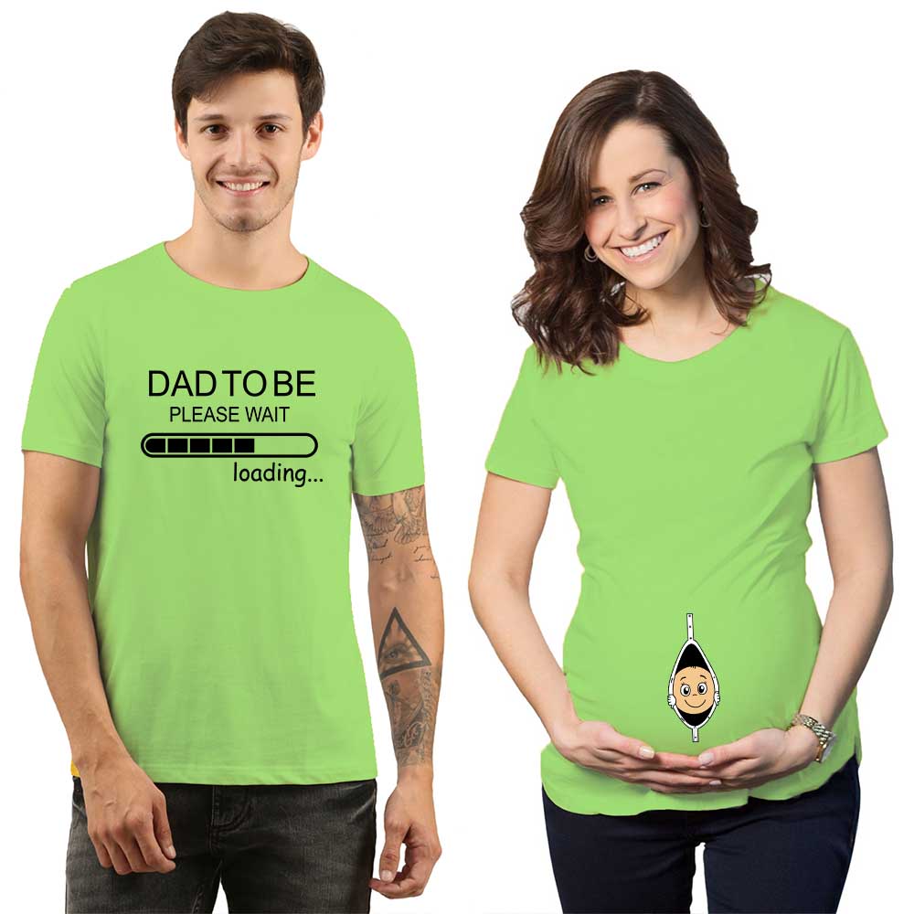 baby come out dad to be maternity couple mint green
