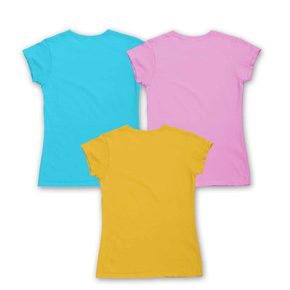 Girls 3pc Multi Printed Tshirts Combo Pack 2