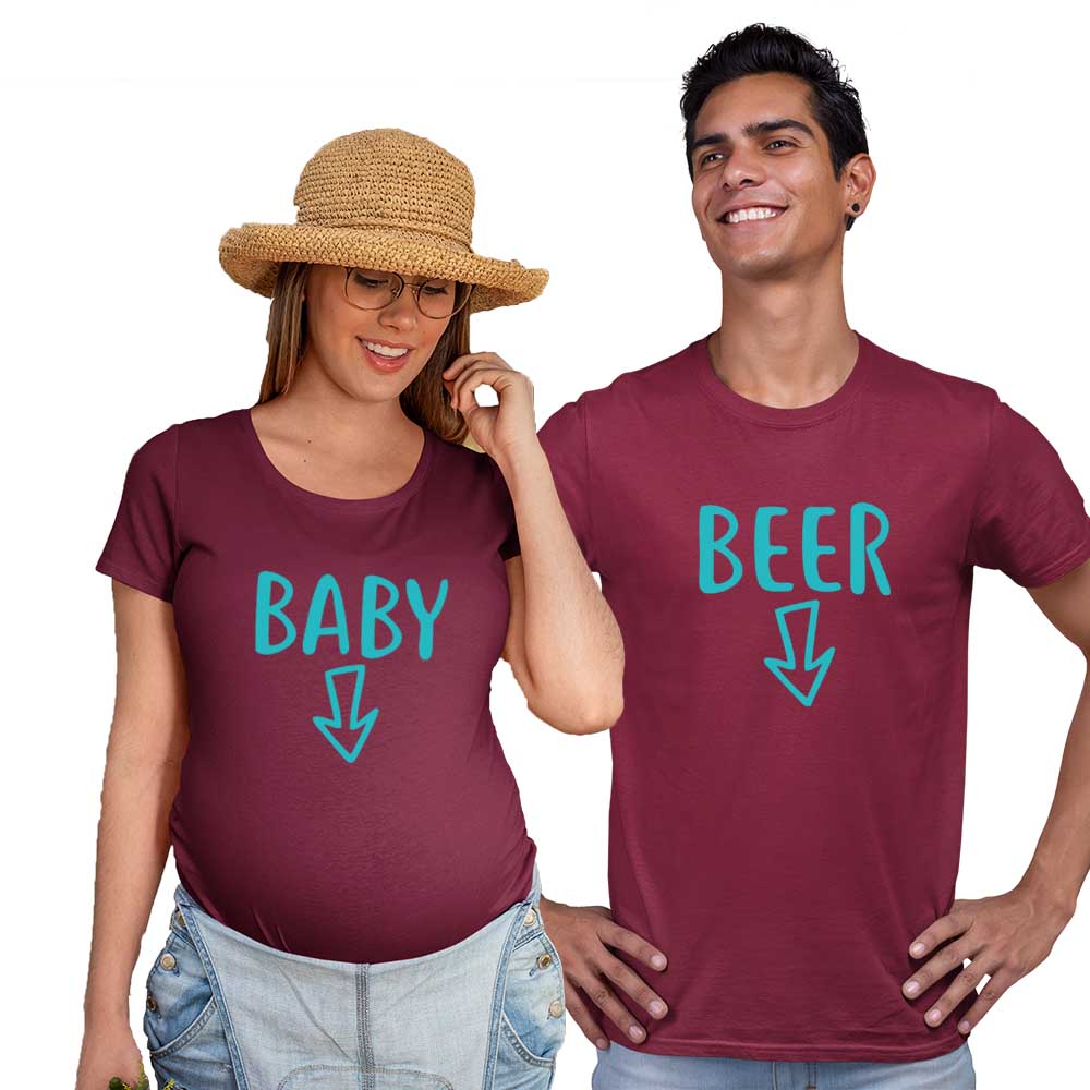 beer baby maternity couple maroon