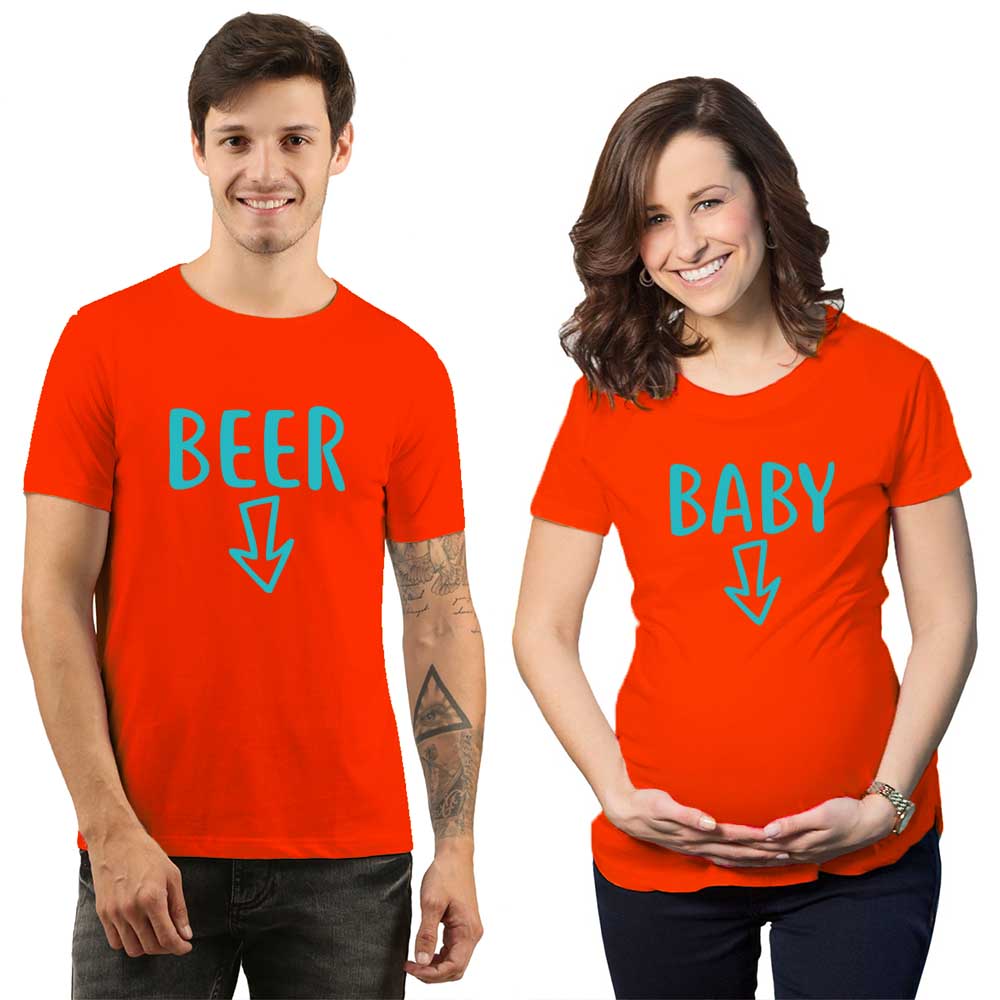 beer baby maternity couple red